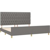  Posteljni okvir z vzglavjem temno siv 200x200 cm blago, (20736252) | Shoptok.si