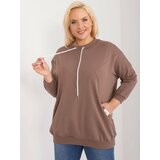 Fashion Hunters brown plus size blouse with pockets cene
