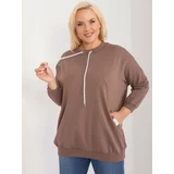 Fashion Hunters Brown plus size blouse with pockets