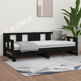  Dnevni ležaj na izvlačenje 2 x (90 x 190) cm crni od borovine | shoptok.hr