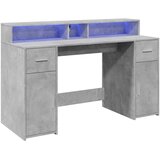  Radni stol s LED svjetlima sivi 140x55x91 cm konstruirano drvo | Shoptok.si