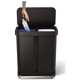 simplehuman Mat črn jeklen koš za smeti 34+24 l za ločevanje odpadkov/s pedalom – | Shoptok.si