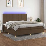  Krevet box spring s madracem LED tamnosmeđi 200x200 cm tkanina | shoptok.hr