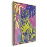  Slika - Colorful Tiger - Intense Colors of a Tiger Surrounded by Tropical Plants 80x120 U prirodnom drvenom okviru | shoptok.hr