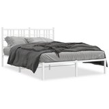 vidaXL Kovinski posteljni okvir z vzglavjem bel 120x190 cm | Shoptok.si