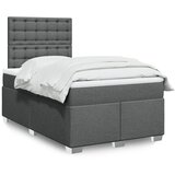 vidaXL Box spring postelja z vzmetnico temno siva 120x200 cm blago Cene