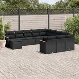  12-dijelni set vrtnih sofa od poliratana s jastucima crni | shoptok.hr