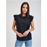 Orsay Dark blue Ladies T-shirt with frills - Women Cene