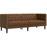  Fotelja Chesterfield 3-sjed, smeđa umjetna antilop koža | shoptok.hr