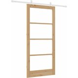 Klizna vrata Prirodna 93 x 202 cm Masivna borovina i staklo | shoptok.hr