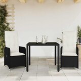  3-dijelni vrtni bistro set od poliratana s jastucima crni | shoptok.hr