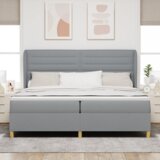  Krevet sa podloškom i madracem - Svjetlosiva 200x200 cm Tekstil | shoptok.hr