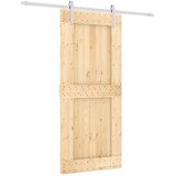  Klizna vrata Prirodna i bijela 90 x 210 cm Čvrsta borovina | shoptok.hr