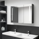 vidaXL LED kupaonski ormarić s ogledalom 89 x 14 x 62 cm sjajni crni Cijene