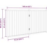  Vrata za pse sklopiva 2 panela crna 160 cm od masivna jelovina | shoptok.hr