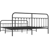  Metalni okvir kreveta uzglavlje i podnožje crni 193x203 cm | shoptok.hr