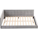 Lumor Postelja za odrasle 140x200 cm iz žameta z ograjo in letveno podlago – siva, (22150963) | Shoptok.si