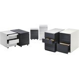 mauser Predalnik, V x G 708 x 800 mm, 2 predala za material, 1 predal za obešalne mape, čista bela / aluminijasto siva / javor | Shoptok.si
