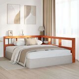  Knjižnica vzglavje L-oblike voščeno rjava 140 cm trdna borovina, (21791371) | Shoptok.si