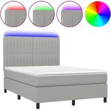  Krevet box spring s madracem LED svjetlosivi 140x200 cm tkanina | shoptok.hr