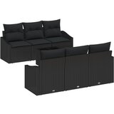 vidaXL 7-delna vrtna sedežna garnitura z blazinami Črna Poli Ratan, (22092963) | Shoptok.si