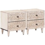  Noćni ormar 2 pcs Bijelo 40 x 33 5 x 46 cm Čvrsto drvo manga - Bijelo 2 | shoptok.hr