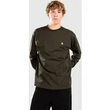 Chase Majica z dolgimi rokavi olive / gold