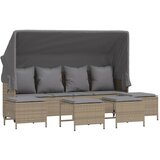 Maison Chic Seti vrtnega pohištva - Vrtna garnitura - Vrtni pohištvo set 5-delna z blazinami bež poli ratan, (21815717) | Shoptok.si
