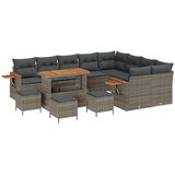 vidaXL set vrtnih sofa s jastucima sive poli ratan akacije, set vrtne blagovaonice od 4 komada s jastucima sive poli ratan akacije Cijene