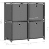 Police za izlaganje s 4 kutije sive 69x30x72,5 cm od tkanine | shoptok.hr