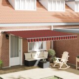 vidaXL samodejna retraktibilna tenda z LED v rumeni in oranžni barvi 400x350 cm | Shoptok.si