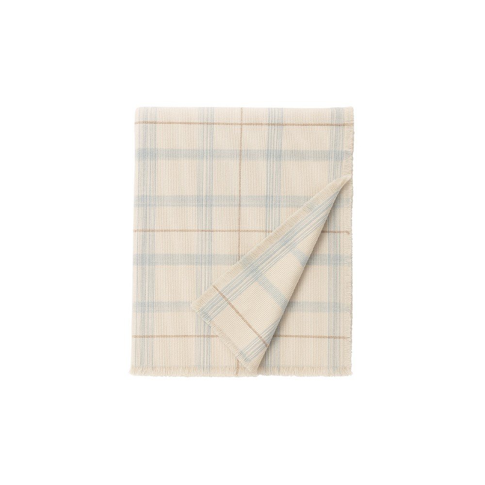 Kremno belo-žajbljevo zeleno bombažno otroško pregrinjalo 140x200 cm Tartan Blue Sage –