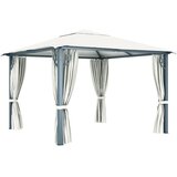  Sjenica sa zastorima i LED svjetlima 300 x 300 cm krem aluminij | shoptok.hr