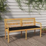 vidaXL Klop Batavia s črno blazino 150 cm trdna tikovina Cene