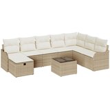 vidaXL 9-dijelni vrtni set s jastučićima bež poli ratan, 2-sjedna vrtna sofa s jastučićima bež poli ratan Cijene