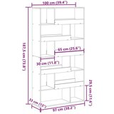 vidaXL Sobna pregrada boja betona 100x33x187,5 cm konstruirano drvo | shoptok.hr