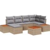 vidaXL 7-dijelni vrtni kauč set s jastučićima Bež Poli Ratan Akacija | shoptok.hr