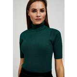 Marisse Emerald Turtleneck Sweater Decorated With Metallic Thread Cene