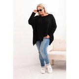 Kesi Włoski Women's Plus Size sweater with acrylic, loose fit and 3/4 sleeves black | shoptok.hr