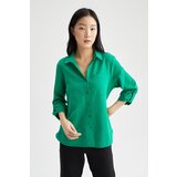 Defacto Regular Fit Long Sleeve Linen Look Shirt Cene