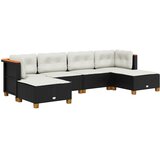  6-dijelni set vrtnih sofa s jastucima crni od poliratana Crna 63.5 x 56 x 32 cm | shoptok.hr