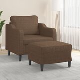  Fotelja s tabureom smeđa 60 cm od tkanine | Eponuda.com
