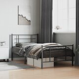 Furnova Kovinski posteljni okvir z vzglavjem in vznožjem črn 107x203 cm, (21943332) | Shoptok.si