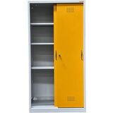 eurokraft basic Omara za okolju prijazno skladiščenje z drsnimi vrati, višina 1800 mm, 3 police, z 1 talno prestrezno kadico | Shoptok.si