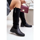 Boto PE2 Women's Warm Knee-High Boots With Zipper Black Ivasira | shoptok.hr