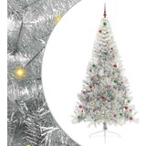  Umjetna preddekorirana božićna jelka srebrna 240 cm PET | Shoptok.si