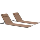  Sklopive podloge za plažu od čelika i tkanine 2 kom smeđe | shoptok.hr