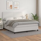 The Living Store Box spring postelja z vzmetnico bel 160x200 cm umetno usnje - Box Spring Postelja, (21438406) Cene