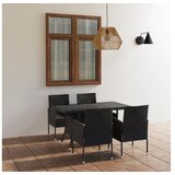  5-dijelni vrtni blagovaonski set od poliratana crni | shoptok.hr