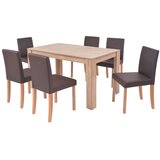 In 7-dijelni blagovaonski set od umjetne kože boja hrasta/smeđa | shoptok.hr